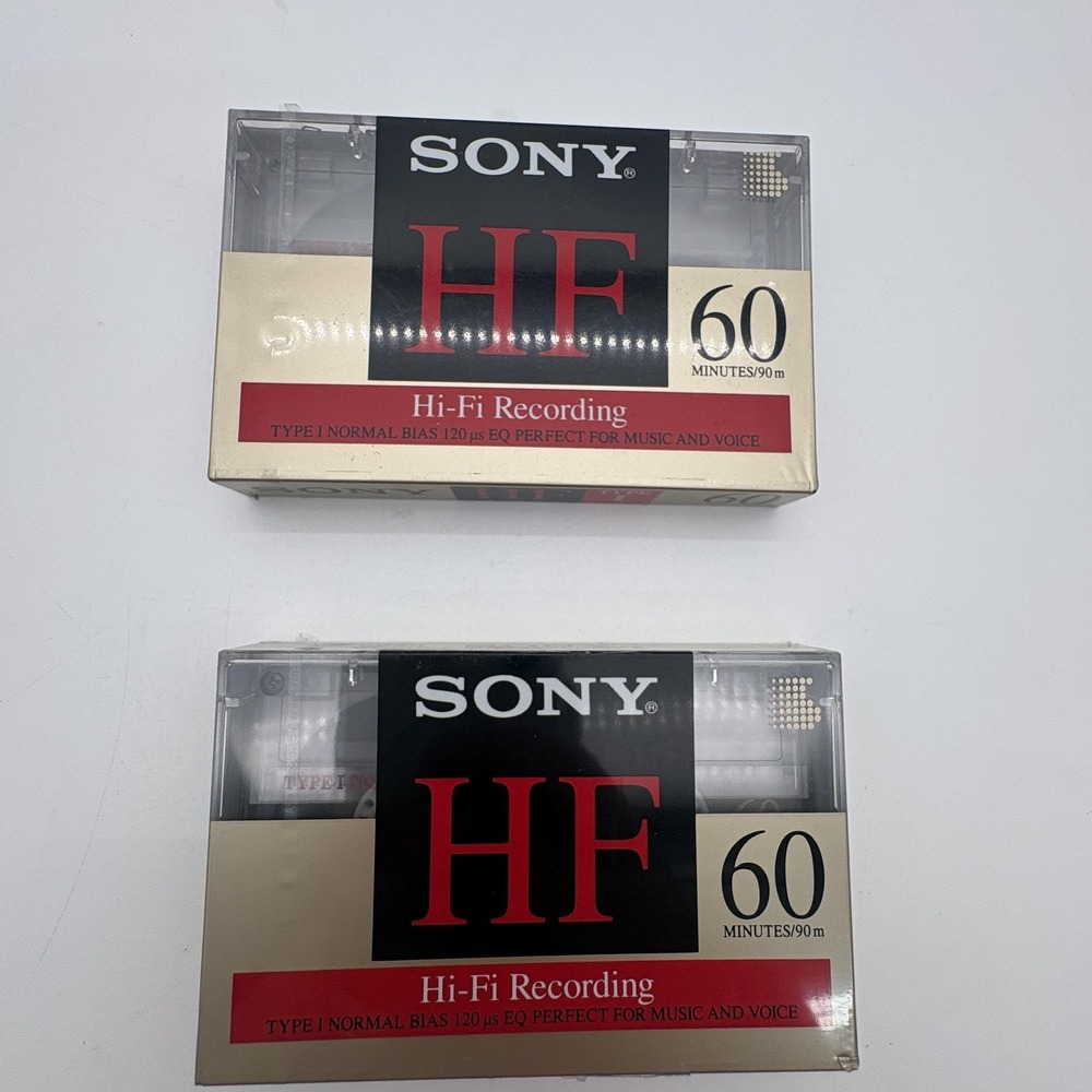 Sony Tape HF 60 Hi-Fi Recording Sealed Clear Shell Blank Audio Tapes Lot Of 2